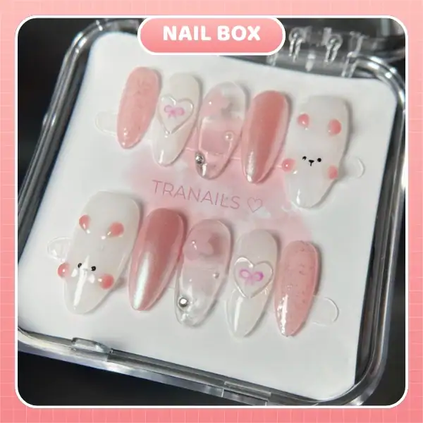 Nail box Gấu Hồng Cute
